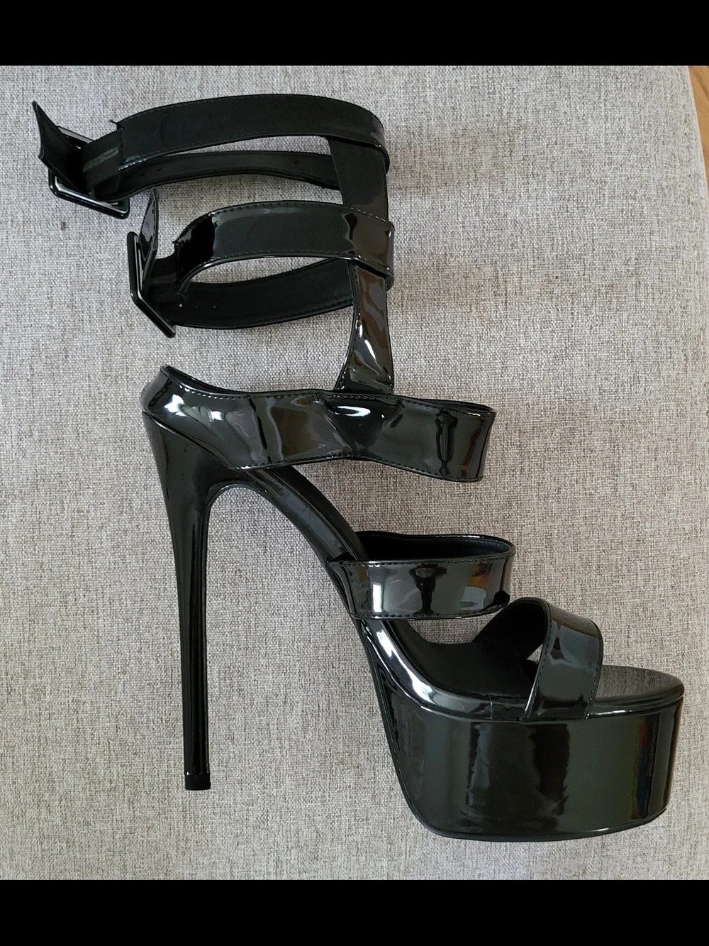 Black Pleaser Strappy Sandals